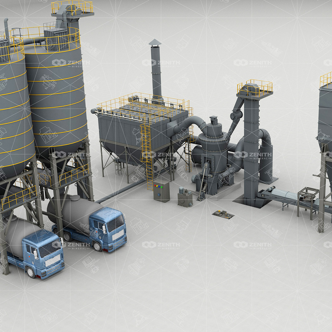 LUM Ultrafine Vertical Grinding Mill installed in an industrial plant setting.